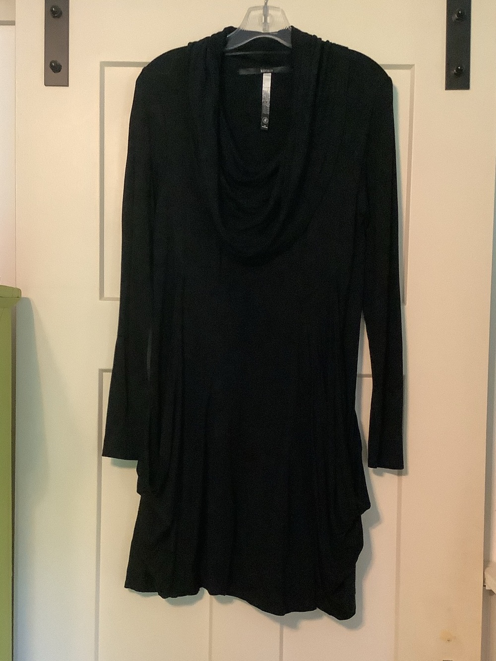Kensie Black Long-Sleeve Cowl Neck Dress